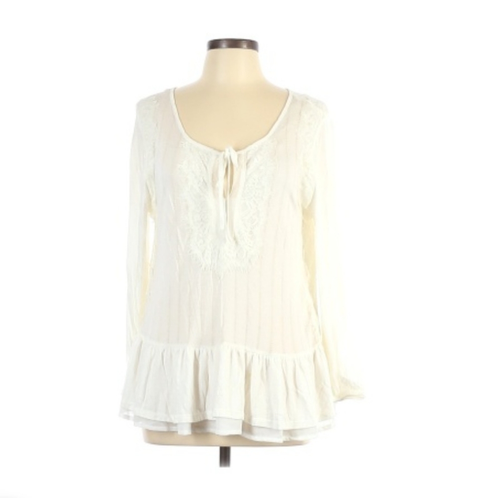 TU Vintage America Blues off white lace shirt size